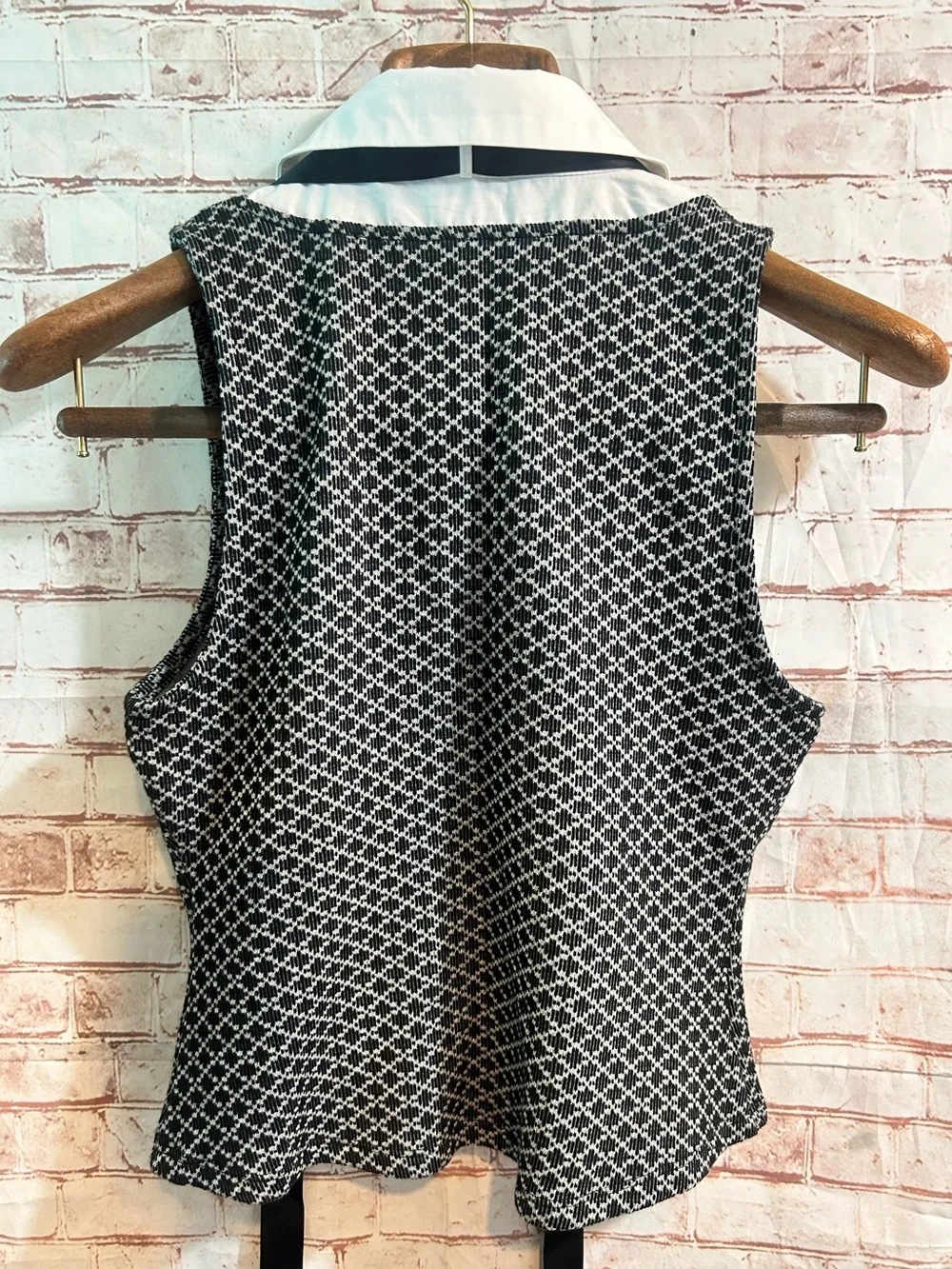Anthro Maeve Sleeveless Tuxedo Twofer Top Sweater Vest Black & White Small - Picture 7 of 10